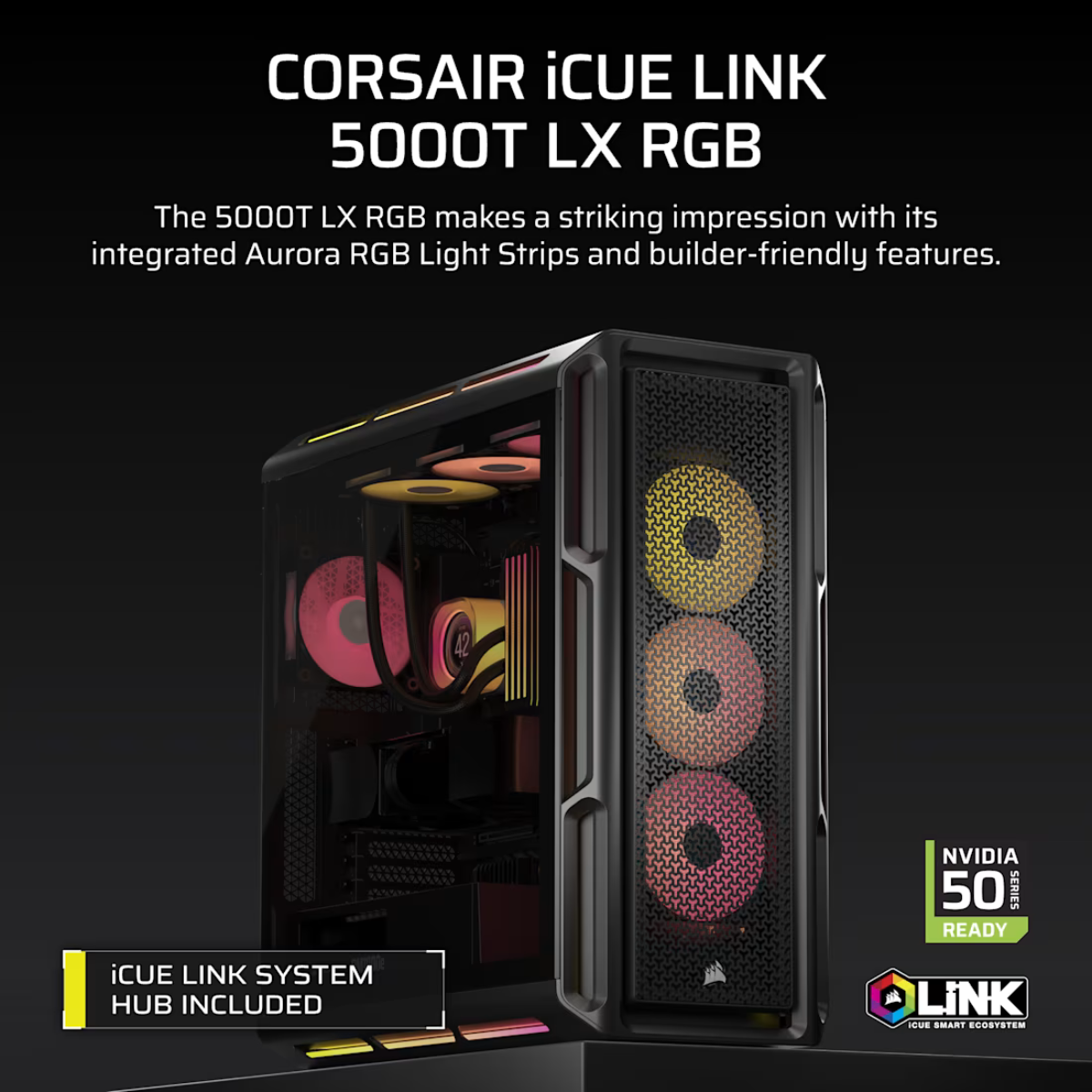 CORSAIR ICUE Link 3500X RGB Boîtier PC ATX Tour Oyenne – Verre Trepé