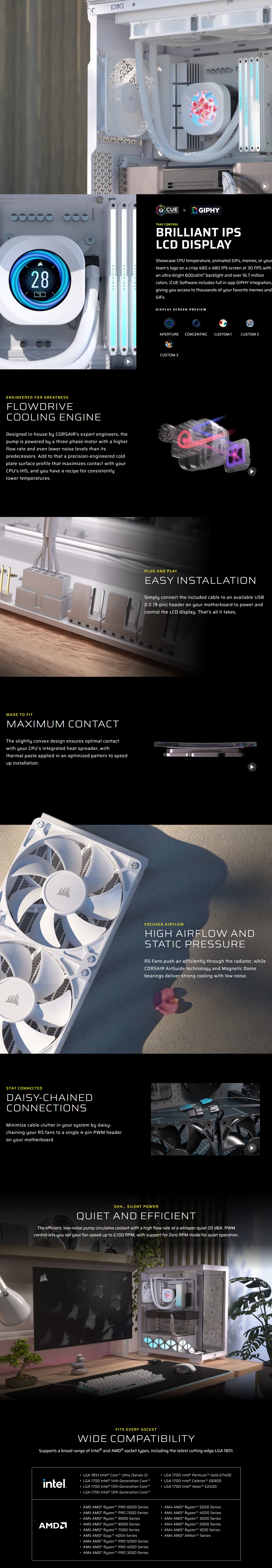 Corsair NAUTILUS 240 RS LCD AIO Liquid CPU Cooler - White
