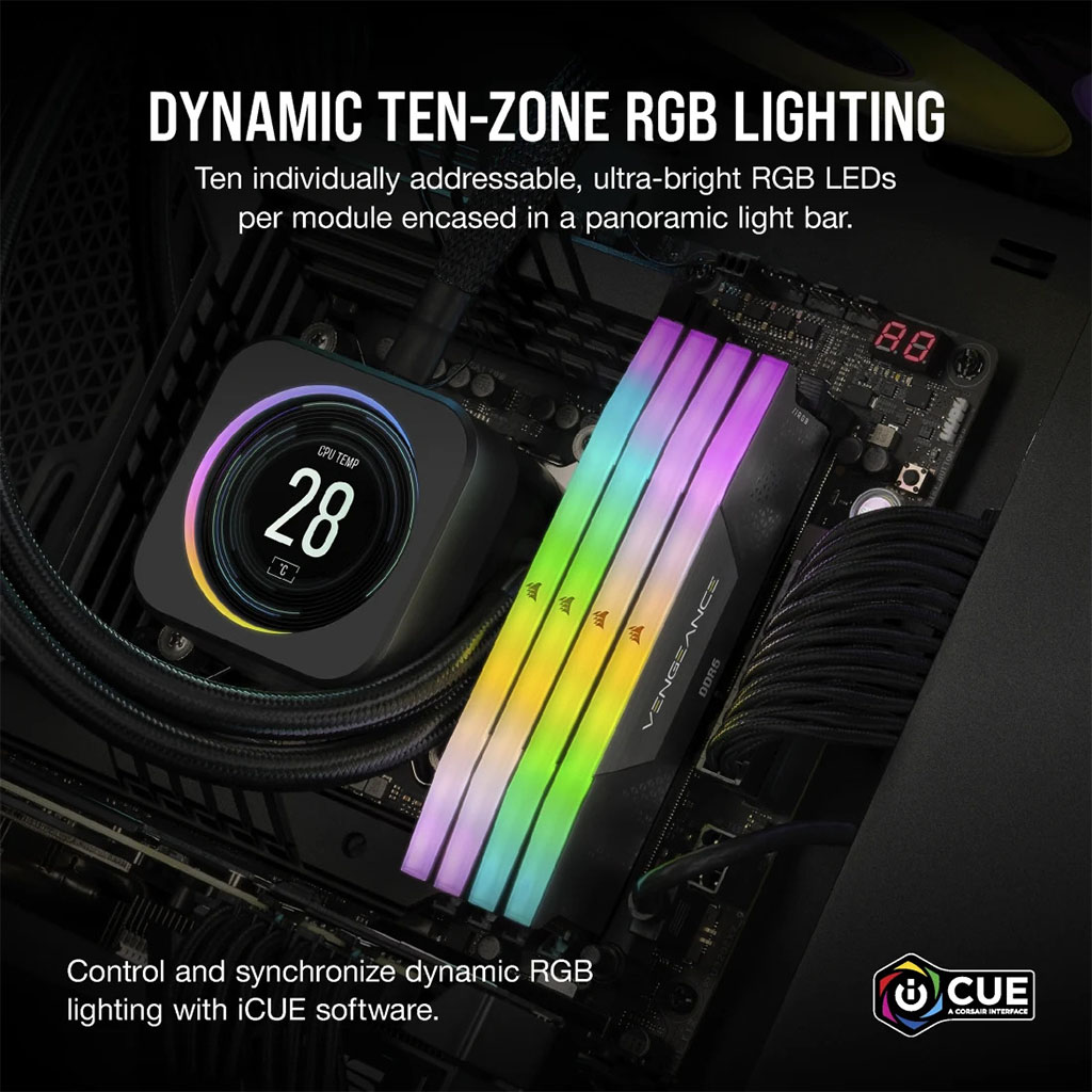 Corsair Vengeance RGB 16GB (2x8GB) DDR5 5200MHz CL40 Desktop