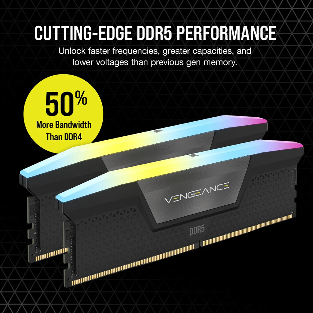 Corsair Vengeance RGB 16GB (2x8GB) DDR5 5200MHz CL40 Desktop
