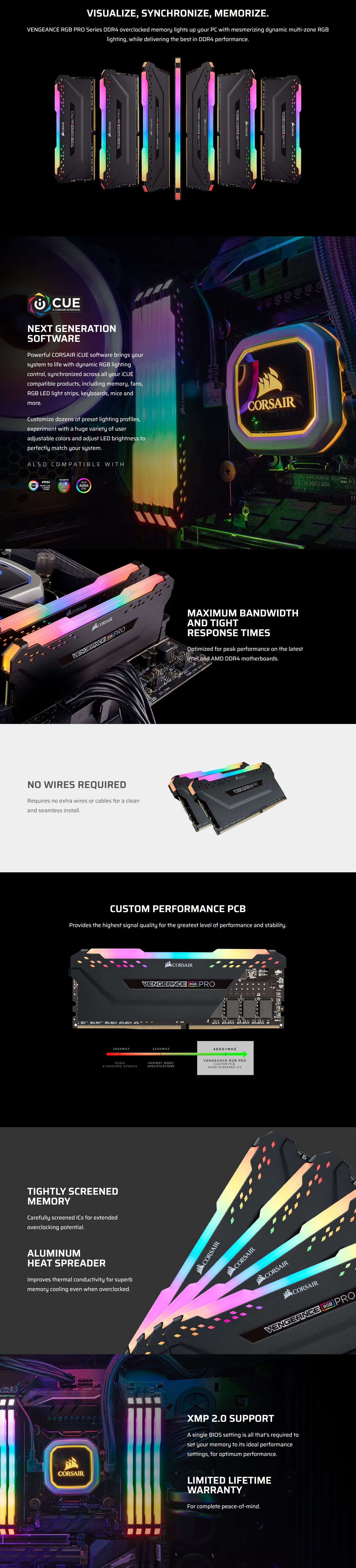 Corsair Vengeance RGB 32GB (2x 16GB) DDR4 2666MHz C16 Desktop