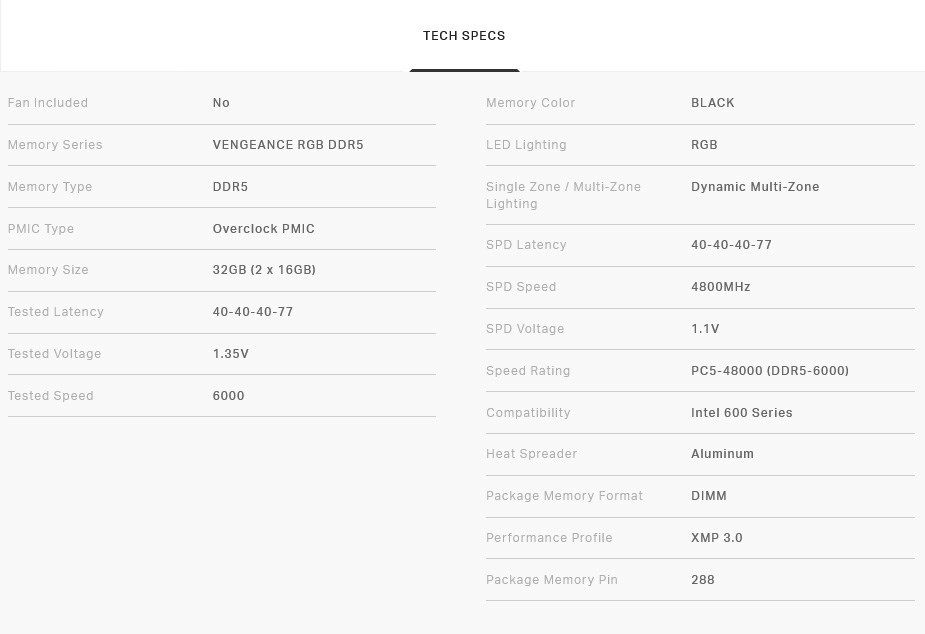 Corsair Vengeance RGB 32GB (2x 16GB) DDR5 6000MHz C40 Memory - Black - Desktop Overview 10