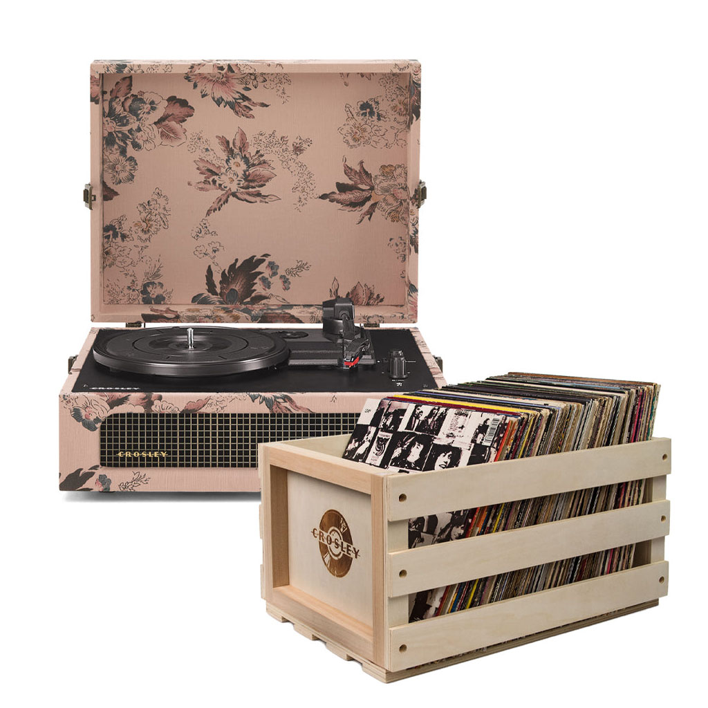 Crosley Voyager Bluetooth Portable Turntable - Floral + Bundled Record ...