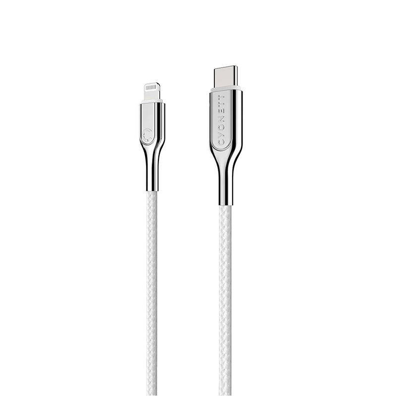 Cavo ARMOURED USB-C 1m Bianco | Con Fibra Kevlar | Ricarica Turbo 5A/100W | Resistente 20.000 Pieghe