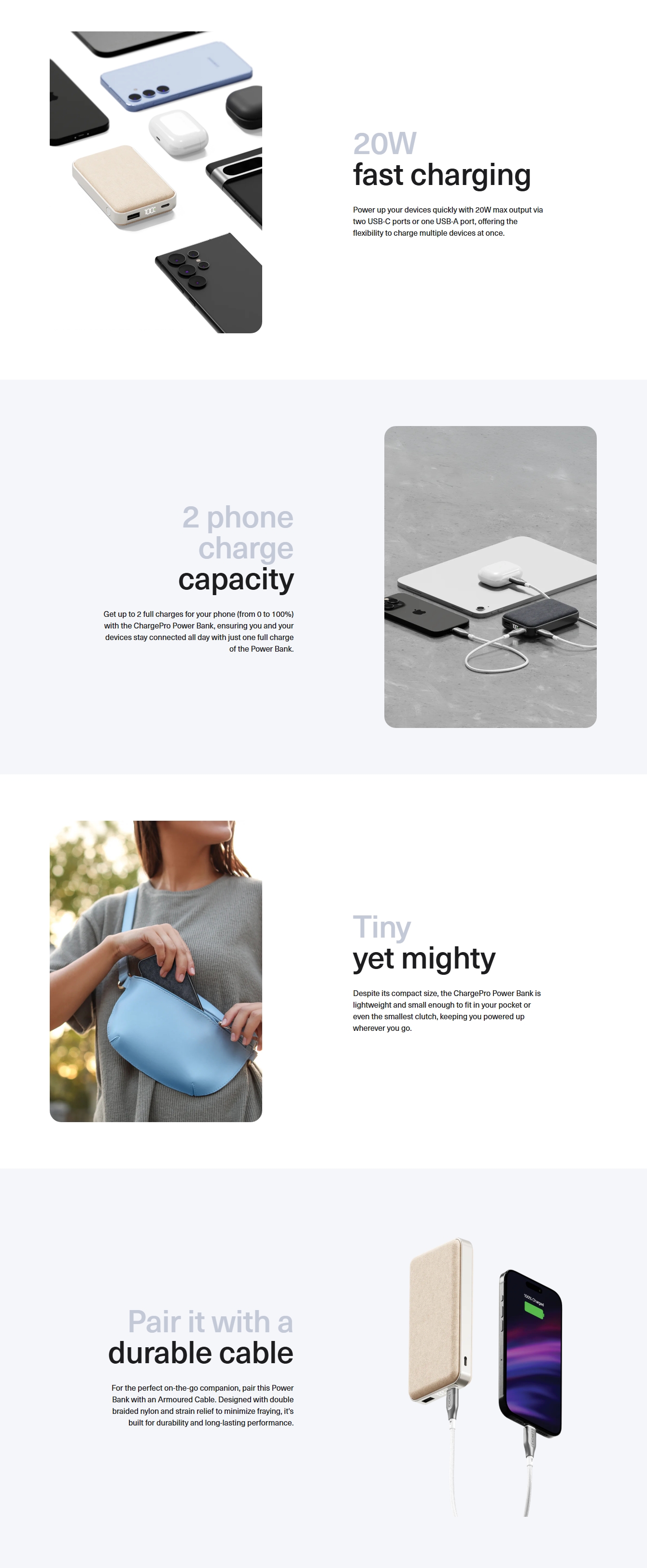 Cygnett ChargePro 10000 mAh USB-C & USB-A Power Bank - Midnight