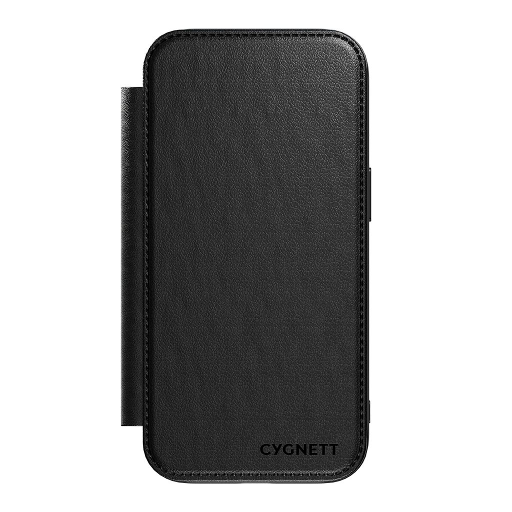 CYGNETT Étui Pour IPhone 16 Pro Avec MagWallet - Porte-cartes Et Support Intégré, Cuir Noir