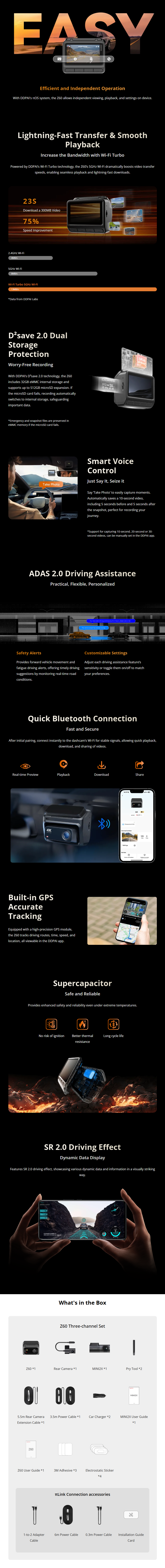 DDPAI Z60 3-Channel 4K Front + 2K + 1080P Dash Camera