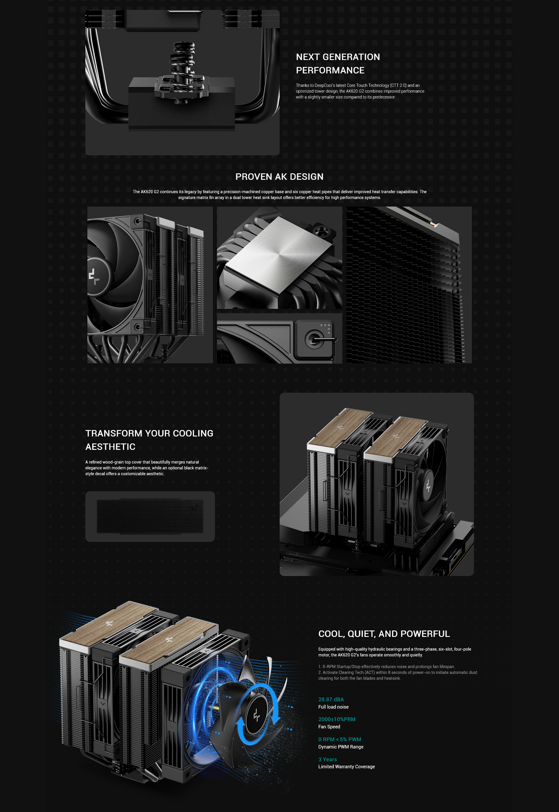 DeepCool AK620 G2 Dual Tower CPU Cooler - Wood Grain Edition
