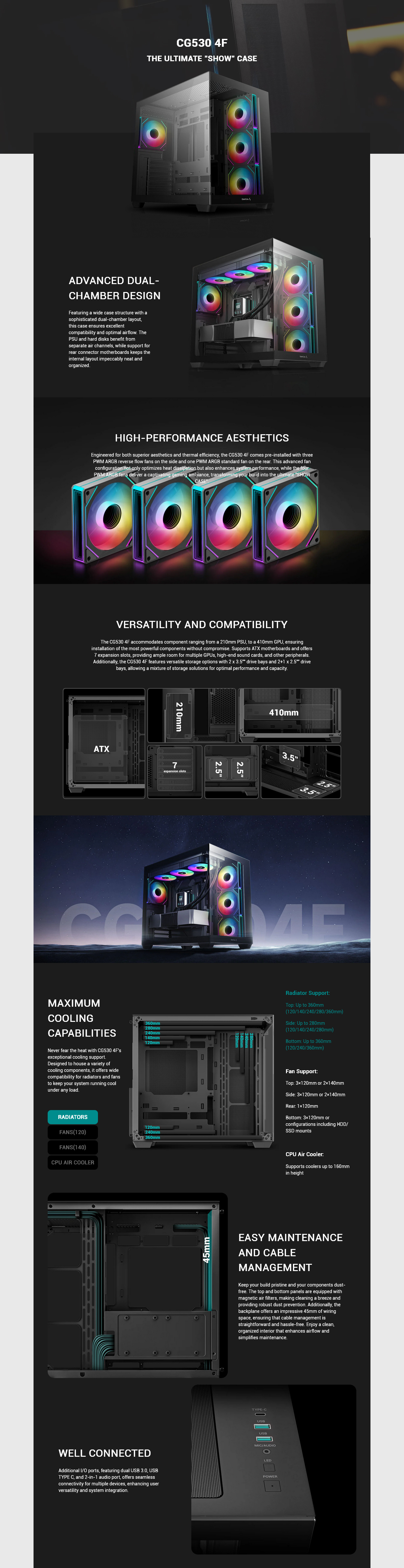 DeepCool CG530 4F ATX Tower Case - Black