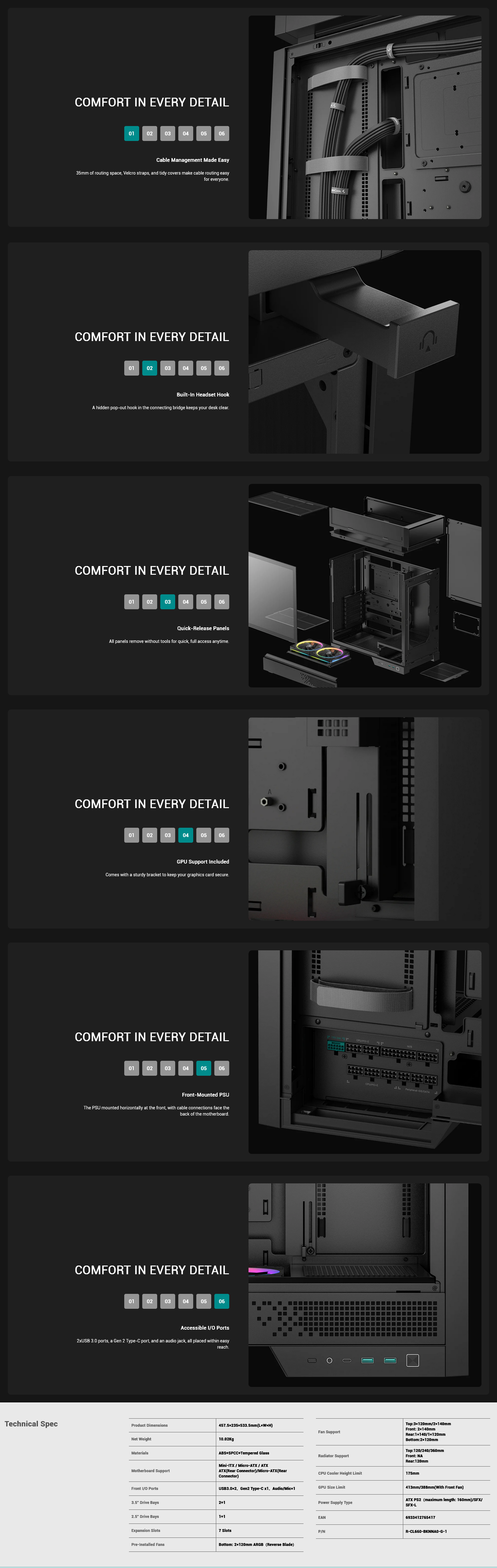 DeepCool CL660 Mid-Tower ATX Case - Black