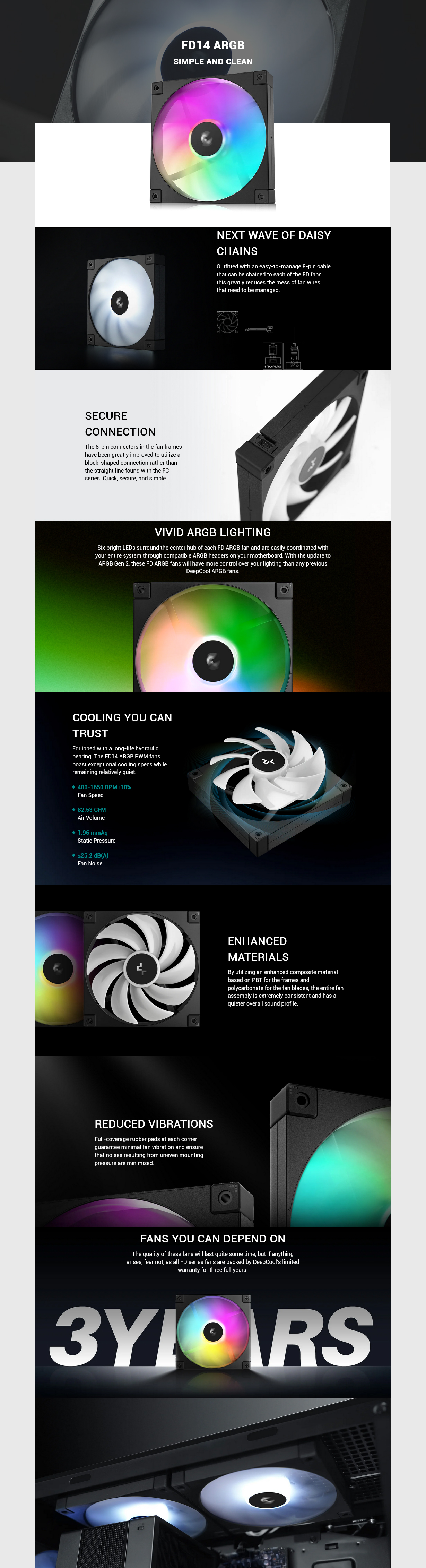 DeepCool FD14 ARGB WH 140mm Black Fan