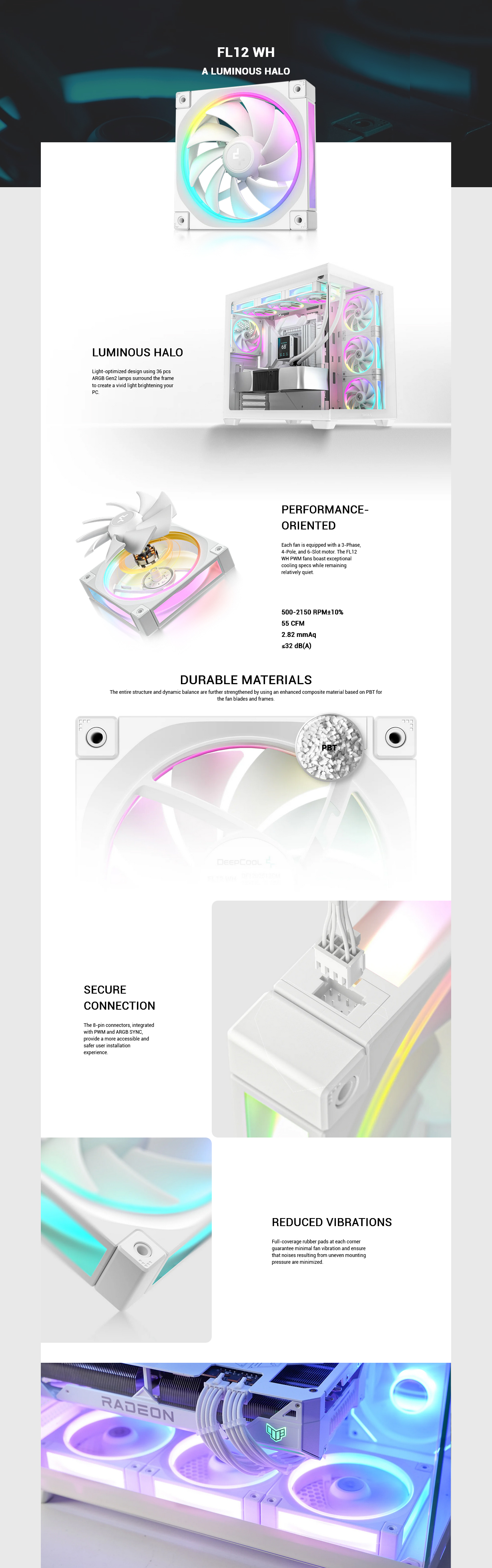 DeepCool FL12 120mm White Fan - R-FL12-WHAPN1-G | Mwave