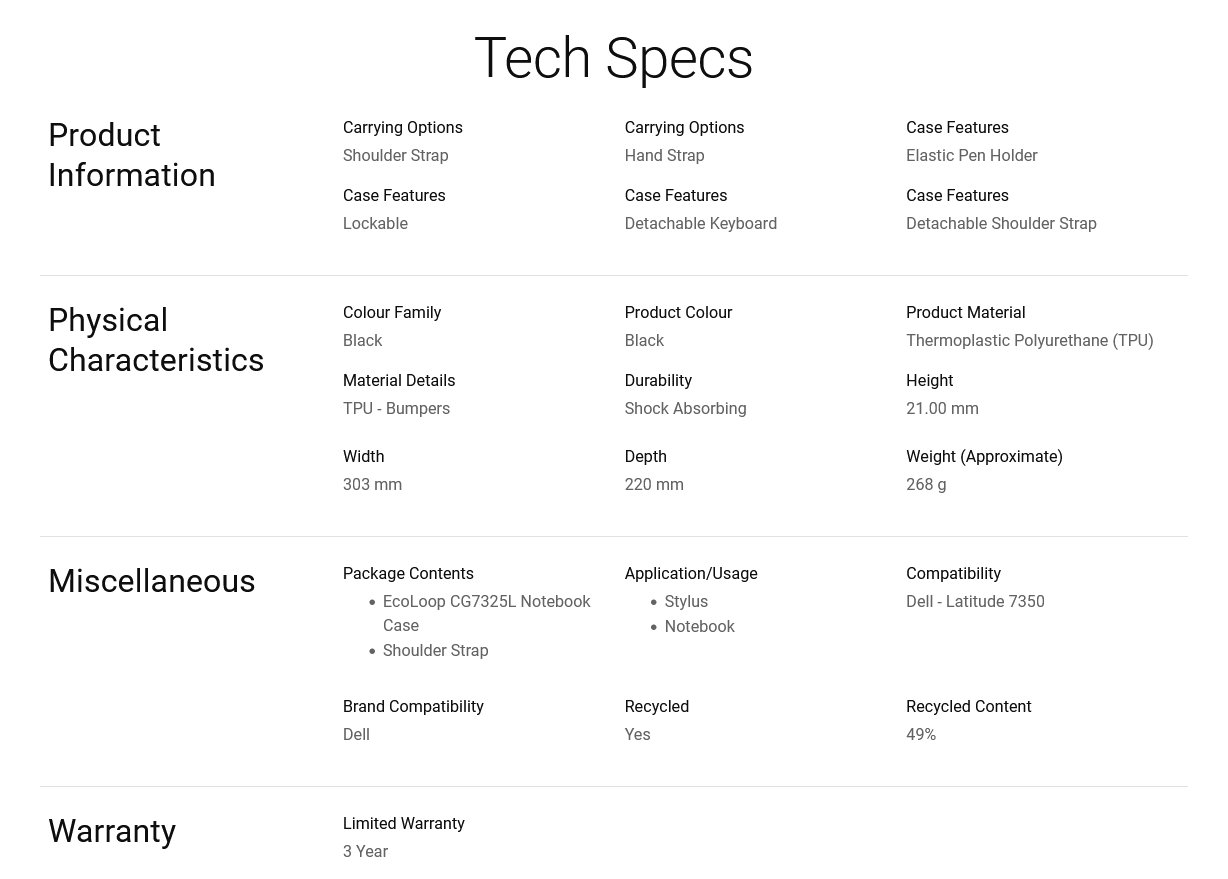 Dell EcoLoop Protective Case for Latitude 7350 Detachable - Black