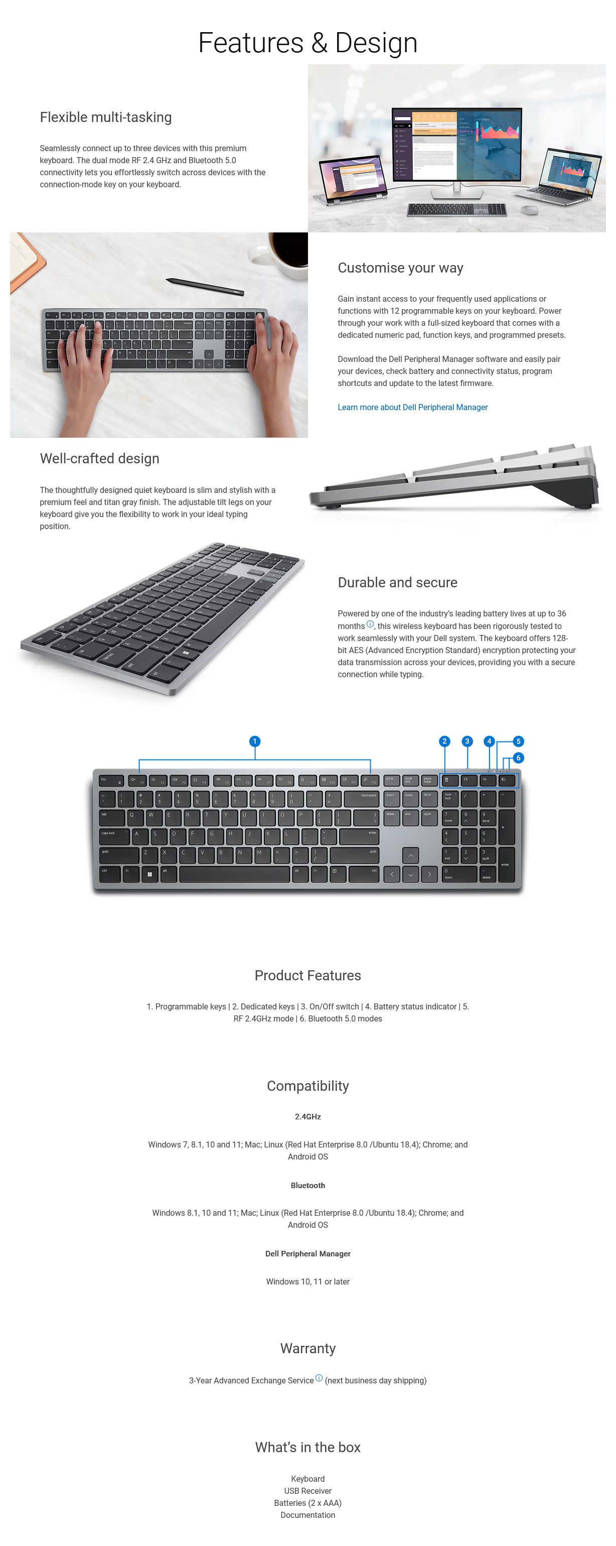 Dell KB700 Wireless Pro Plus Keyboard - Titan Grey