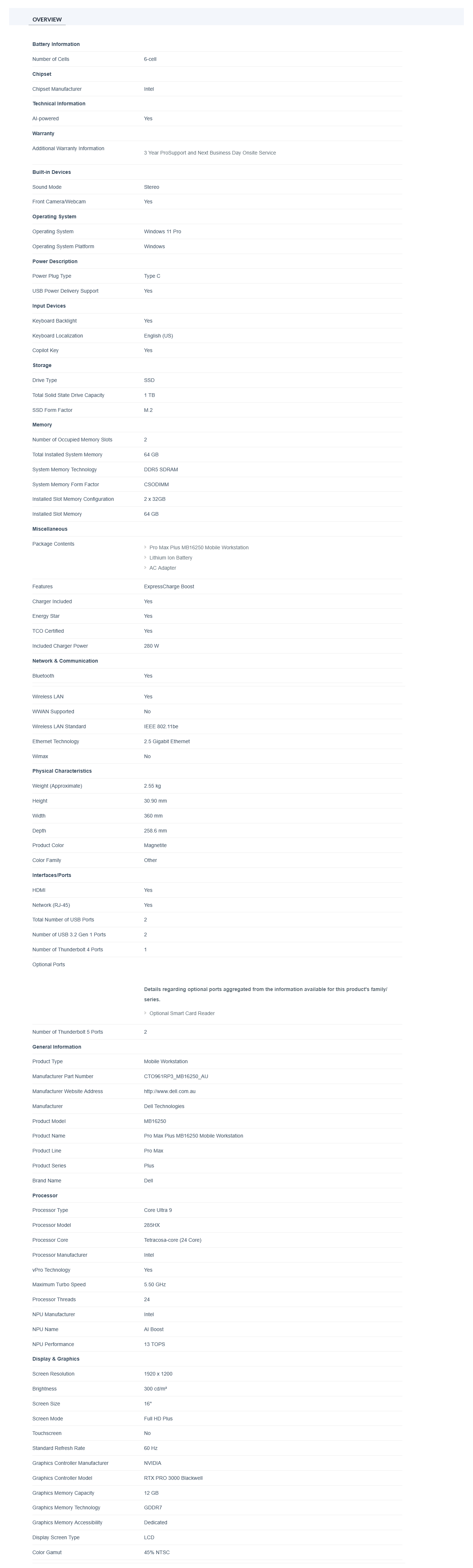 Dell Pro16 Max Plus 16