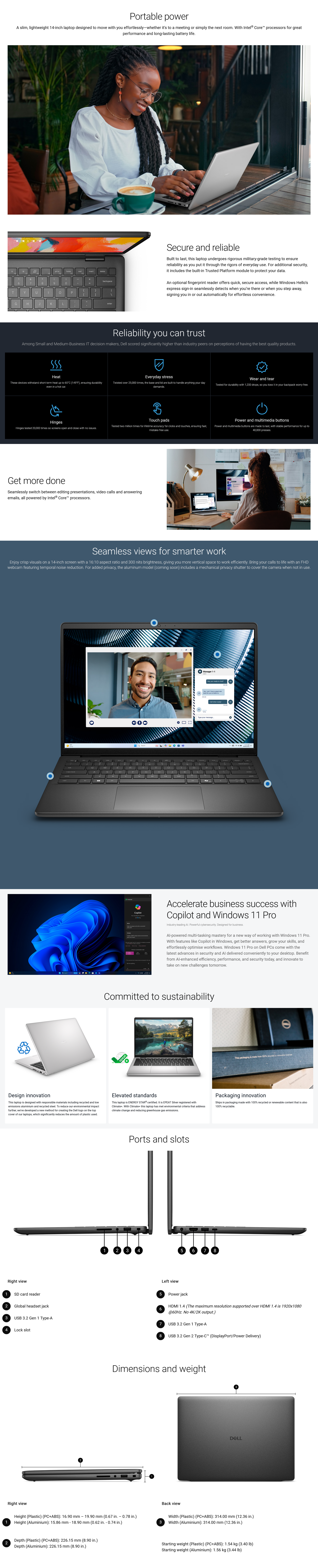 Dell Pro 14 Essential PV14250C 14" FHD+ Laptop Intel Core 5 16GB RAM 1TB SSD Win 11 Pro