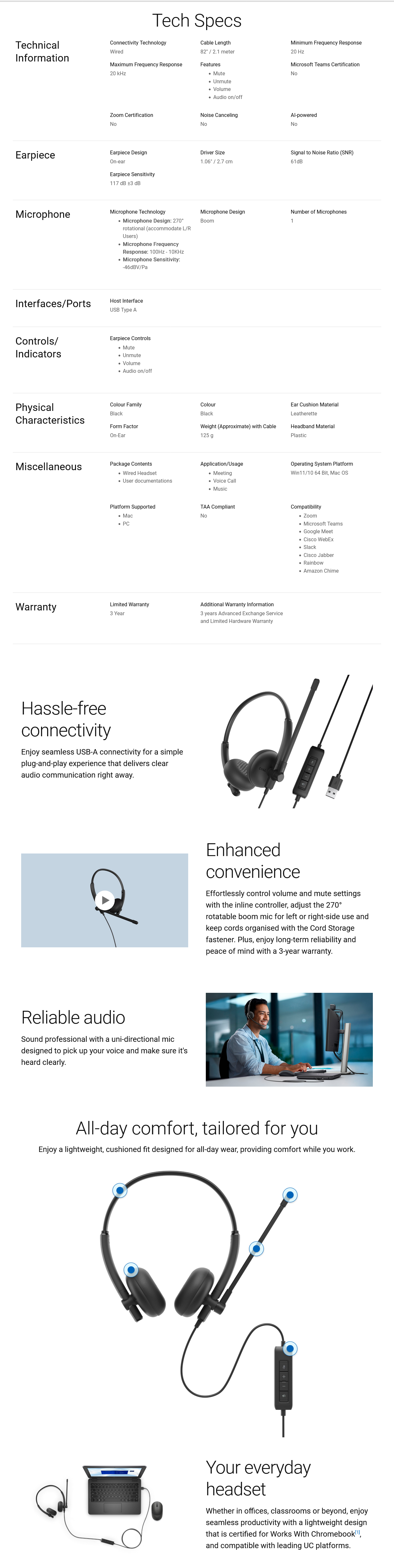 Dell WH125 Wired Headset
