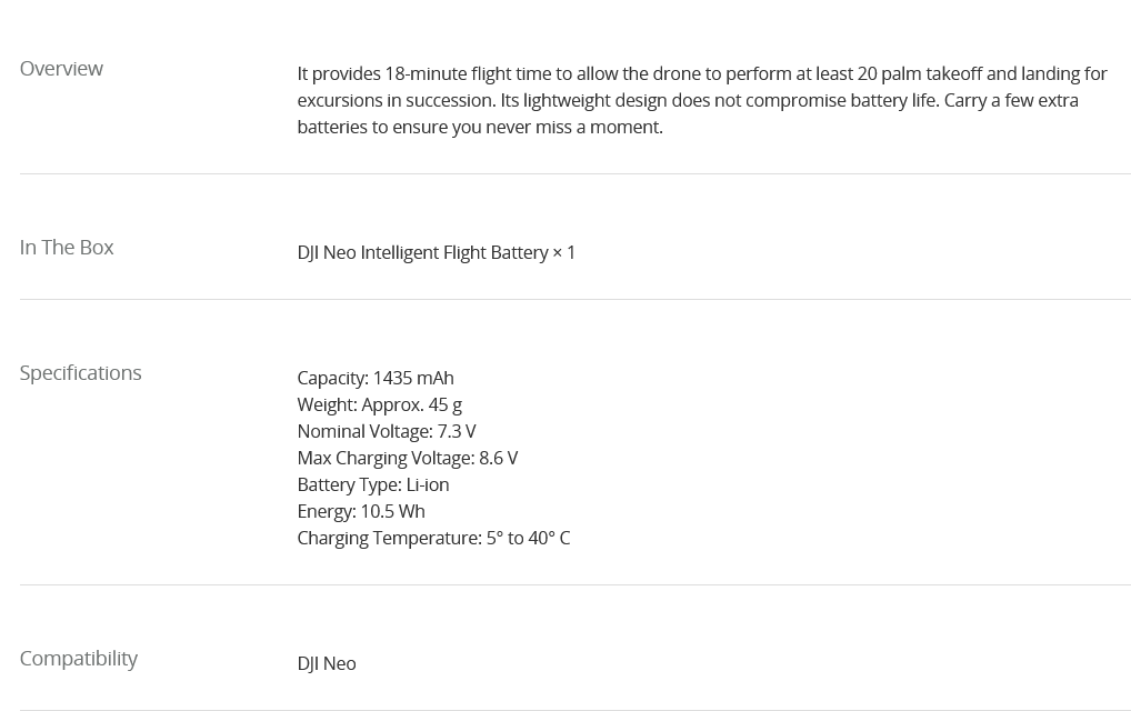 DJI Neo Intelligent Flight Battery