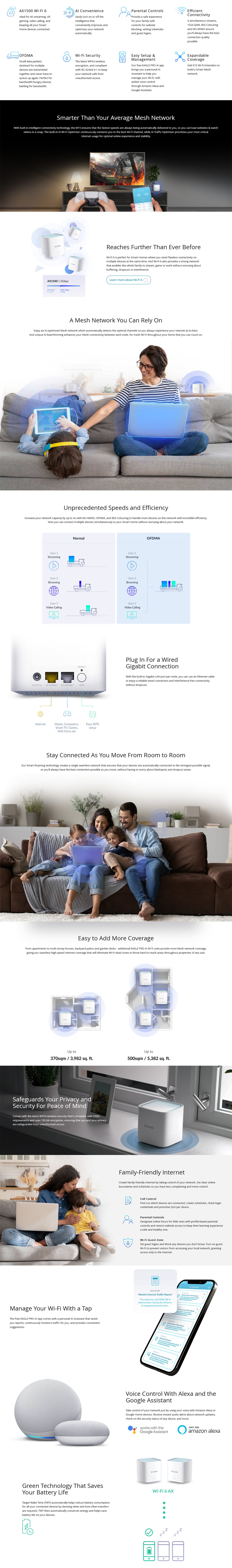 D-Link EAGLE PRO AI M15 AX1500 Mesh System - 3 Pack
