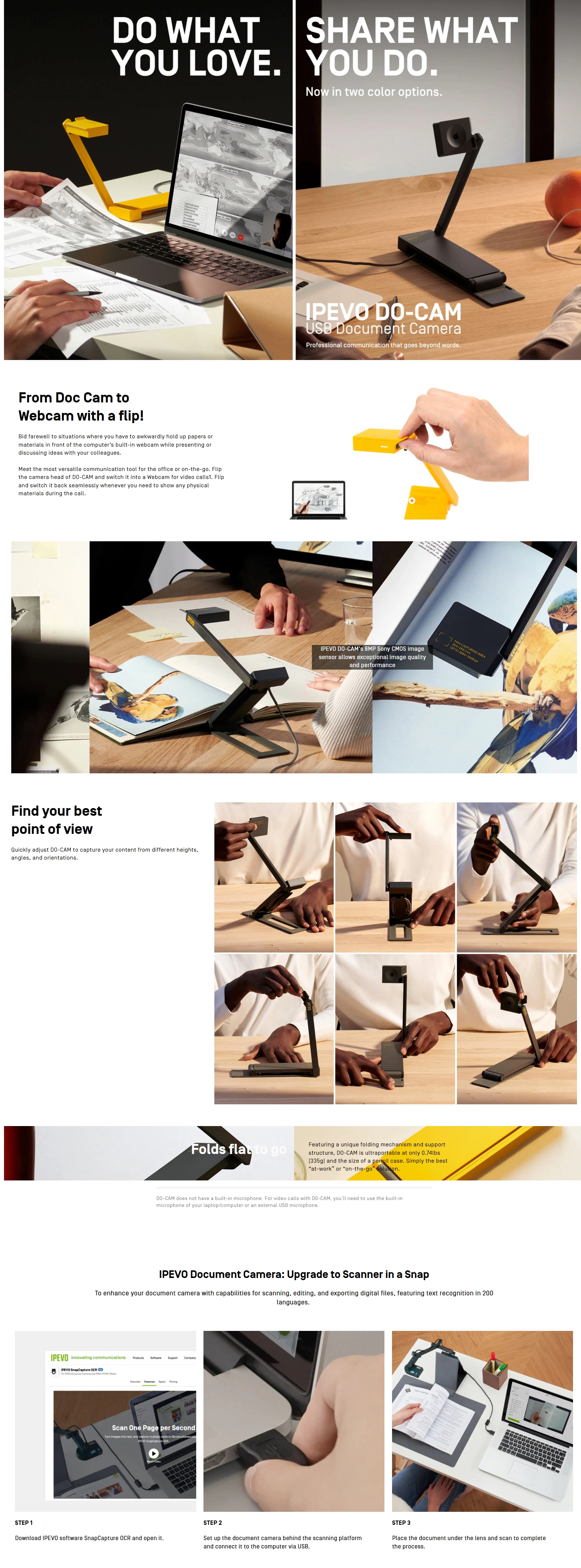 DO-CAM HD Ultra Portable 8MP USB Document Camera / Webcam