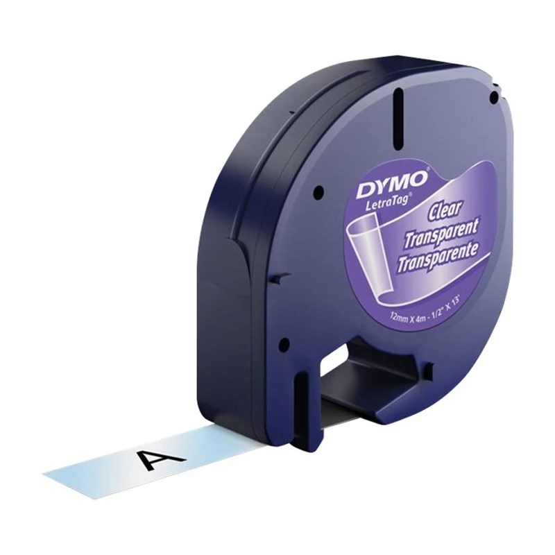 DYMO LetraTag Label Tape - White 12mm X 4m Cassette For Label Makers