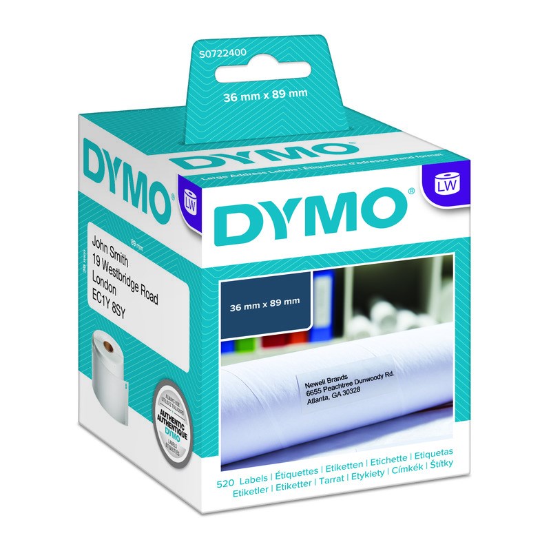 Dymo LabelWriter Address Label 36mm x 89mm 520 Labels S0722400 Mwave