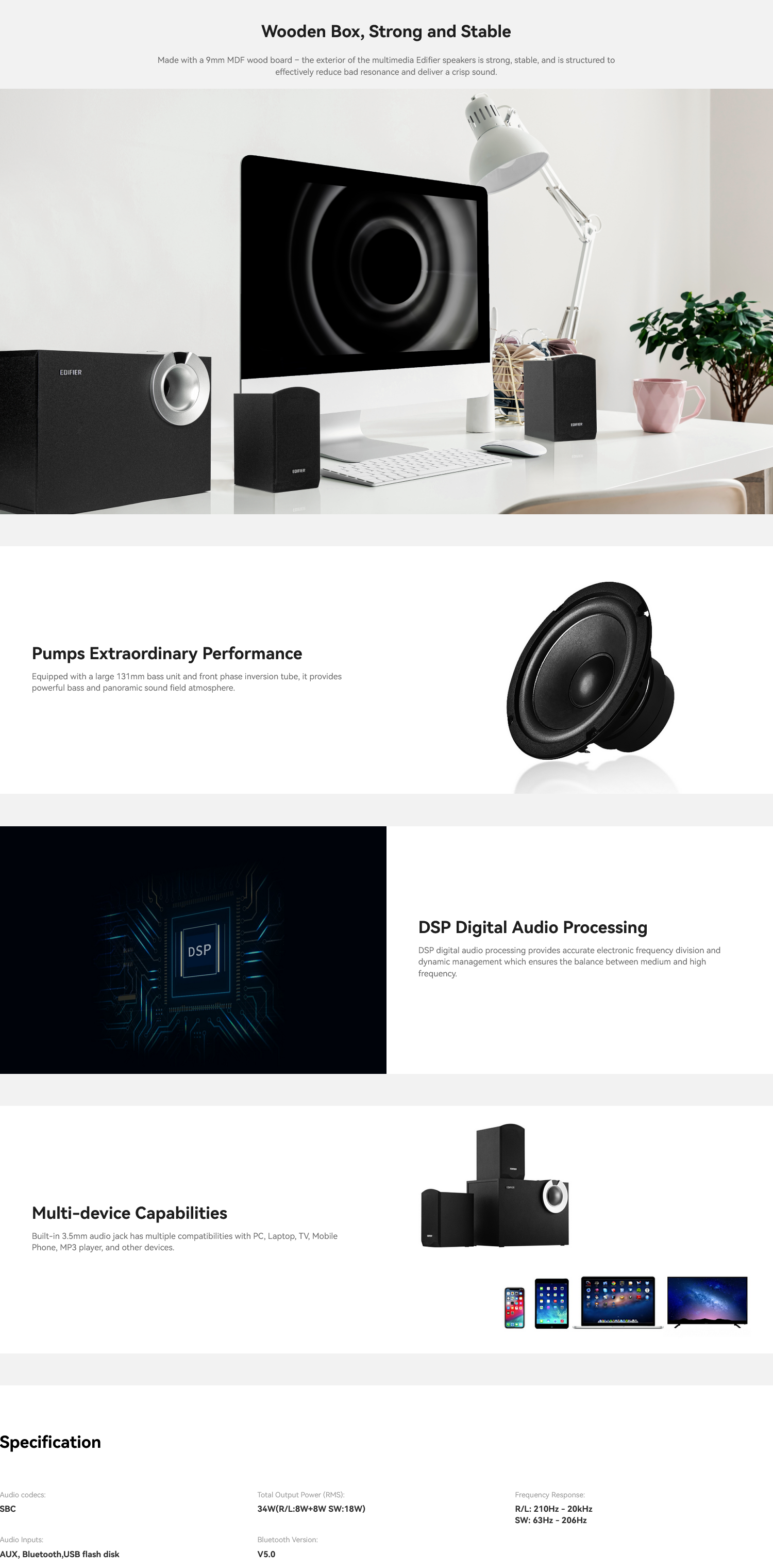 Edifier M206BT Bluetooth Multimedia Speaker - Black