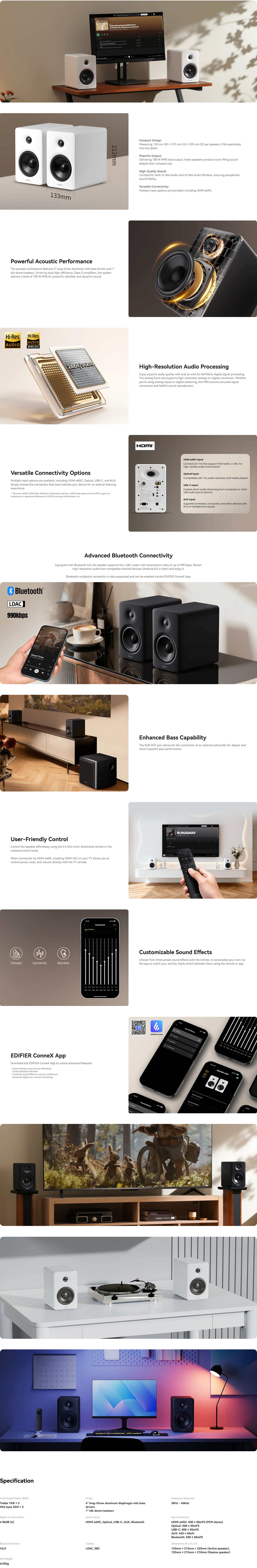 Edifier M90 Compact Active Wireless Bluetooth Speakers - Black