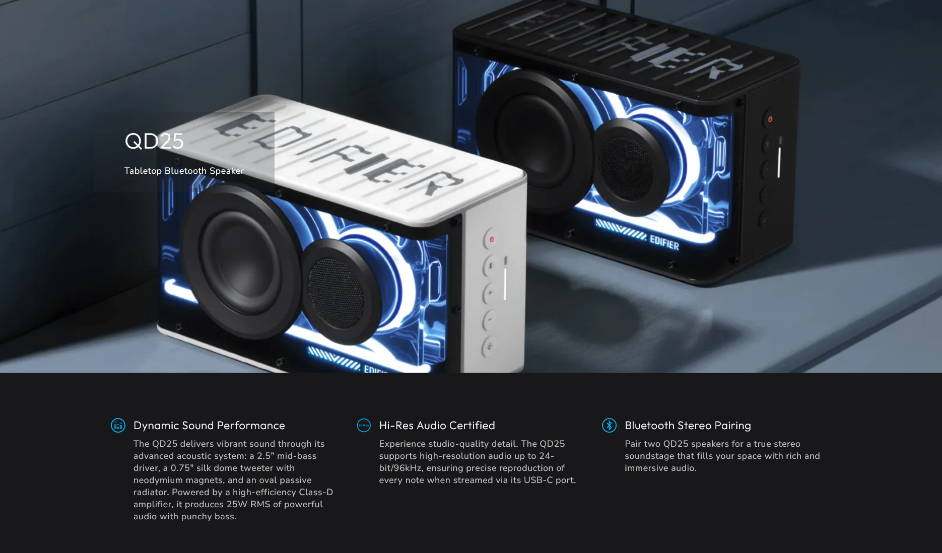 Edifier QD25 Tabletop Bluetooth Speaker - White