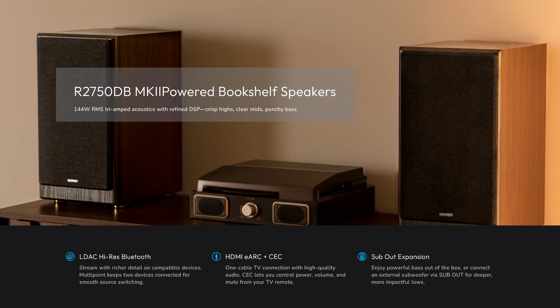 Edifier R2750DB MKII Powered Bookshelf Bluetooth Speakers - Black
