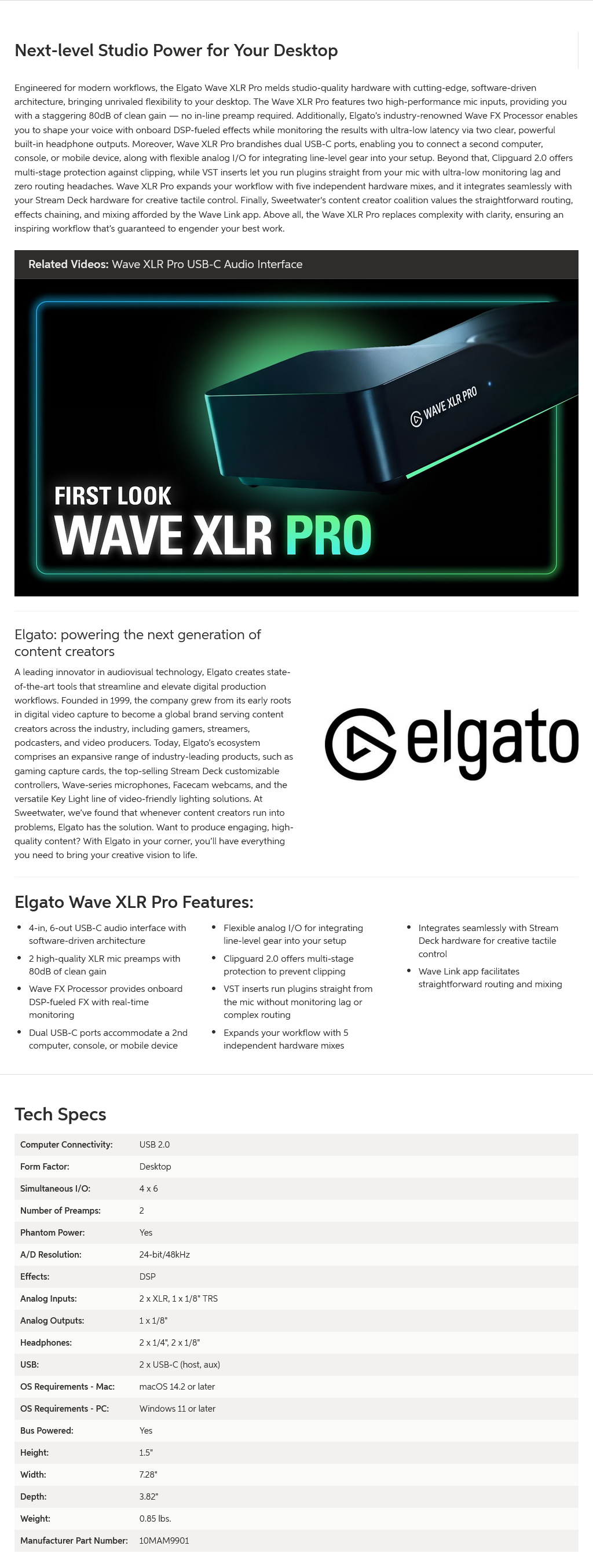Elgato Wave XLR Pro Microphone Interface
