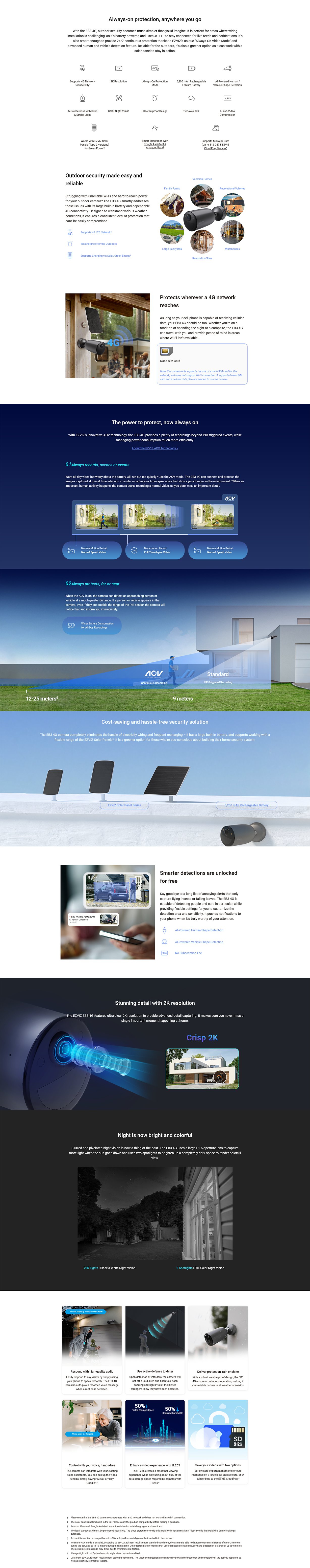 EZVIZ EB3 4G 2K Battery Smart Home Camera
