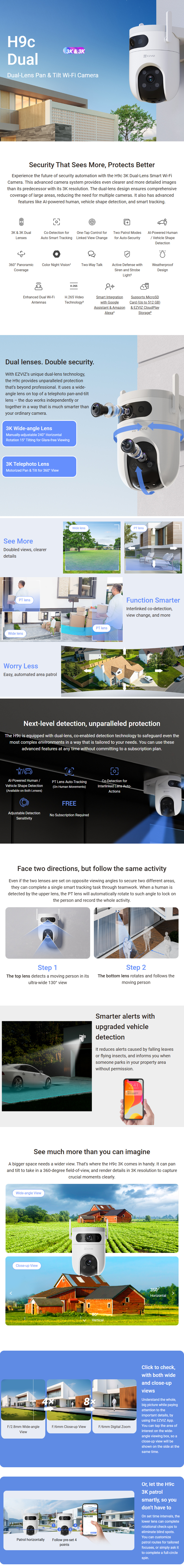 EZVIZ H9C Dual 5MP 3K Wired WiFi Pan Tilt Camera