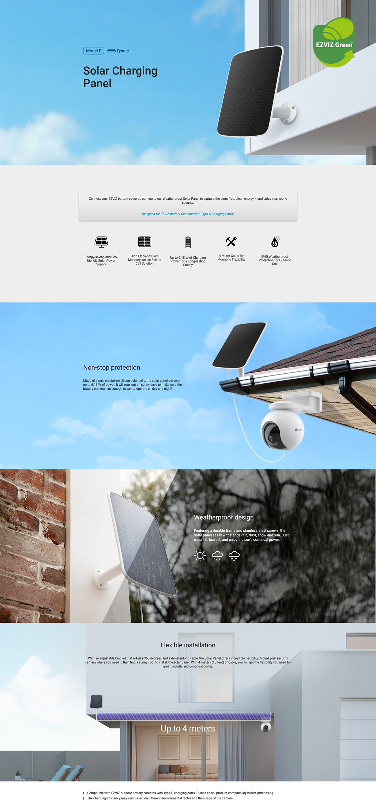 EZVIZ Solar Charging Panel E for EZVIZ Battery Cameras