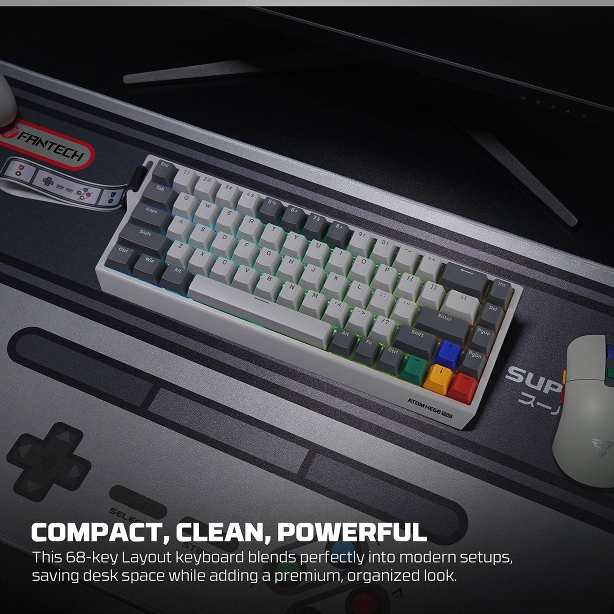Fantech ATOM HE68 PRO 8K Wireless Keyboard - Magnetic Emerald Switch