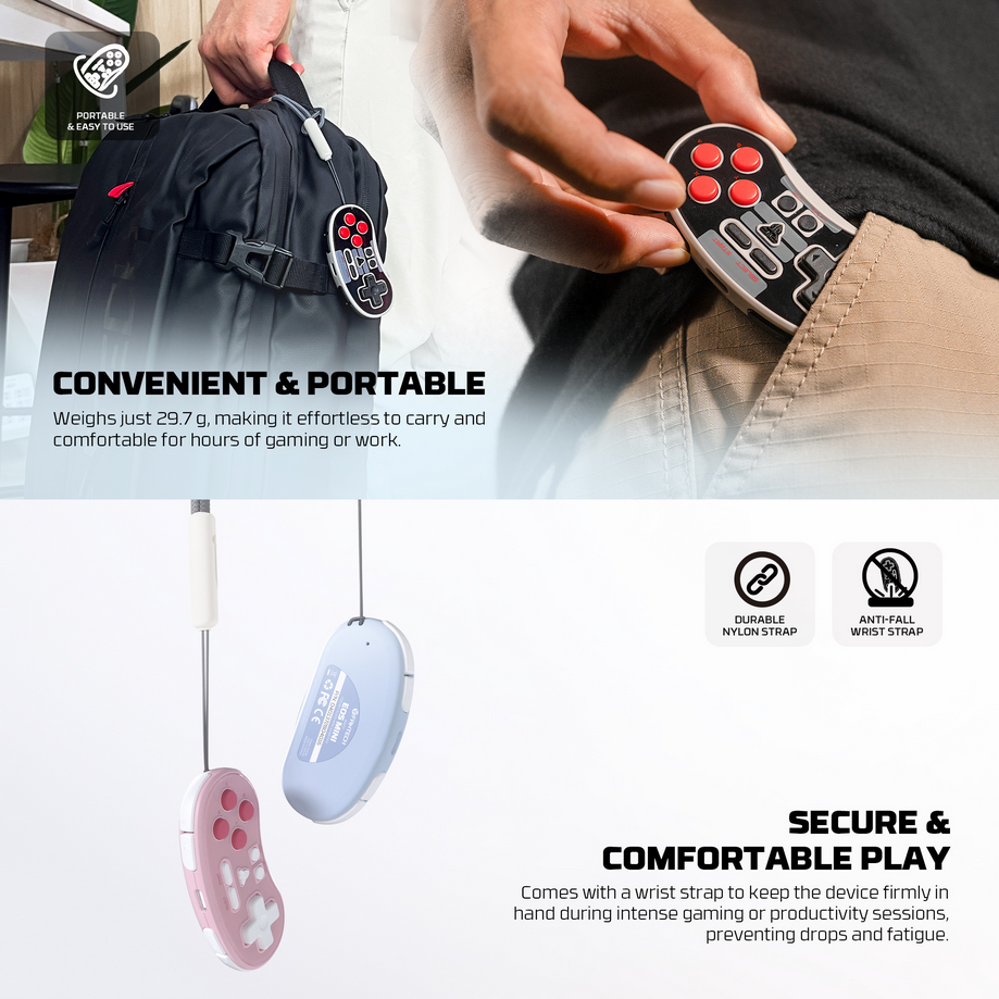 Fantech EOS MINI Bluetooth Pocket-Size Mini Gamepad Controller - Pink