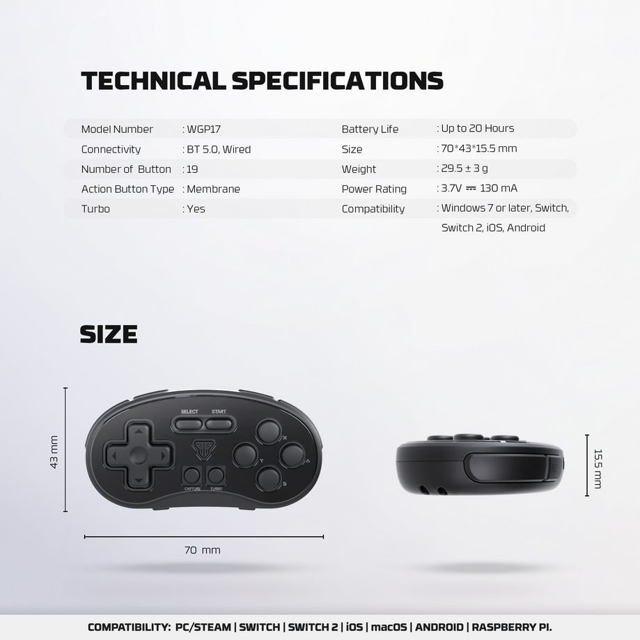 Fantech EOS MINI Bluetooth Pocket-Size Mini Gamepad Controller - Pink