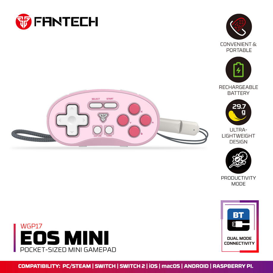 Fantech EOS MINI Bluetooth Pocket-Size Mini Gamepad Controller - Pink