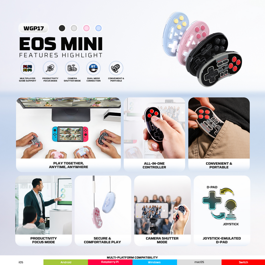 Fantech EOS MINI Bluetooth Pocket-Size Mini Gamepad Controller - Pink