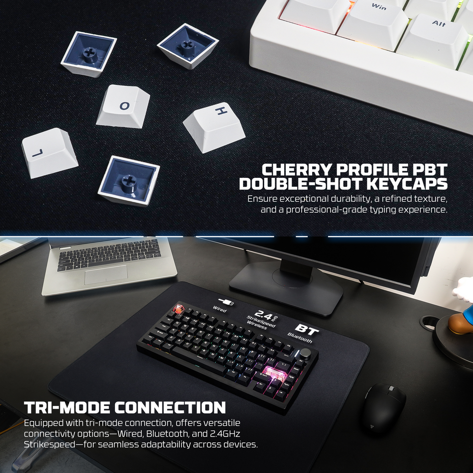 Fantech MAXFIT8 QMK Wireless Mechanical Keyboard - White Switches (White)