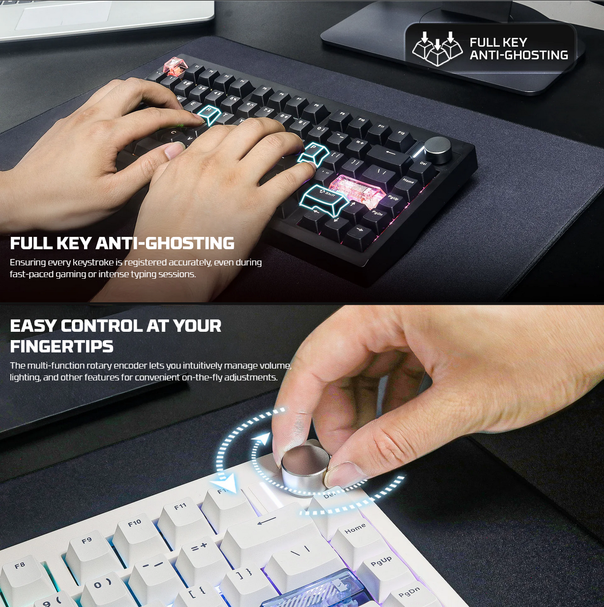 Fantech MAXFIT8 RGB Black Wireless Mechanical Keyboard - Brown Switch