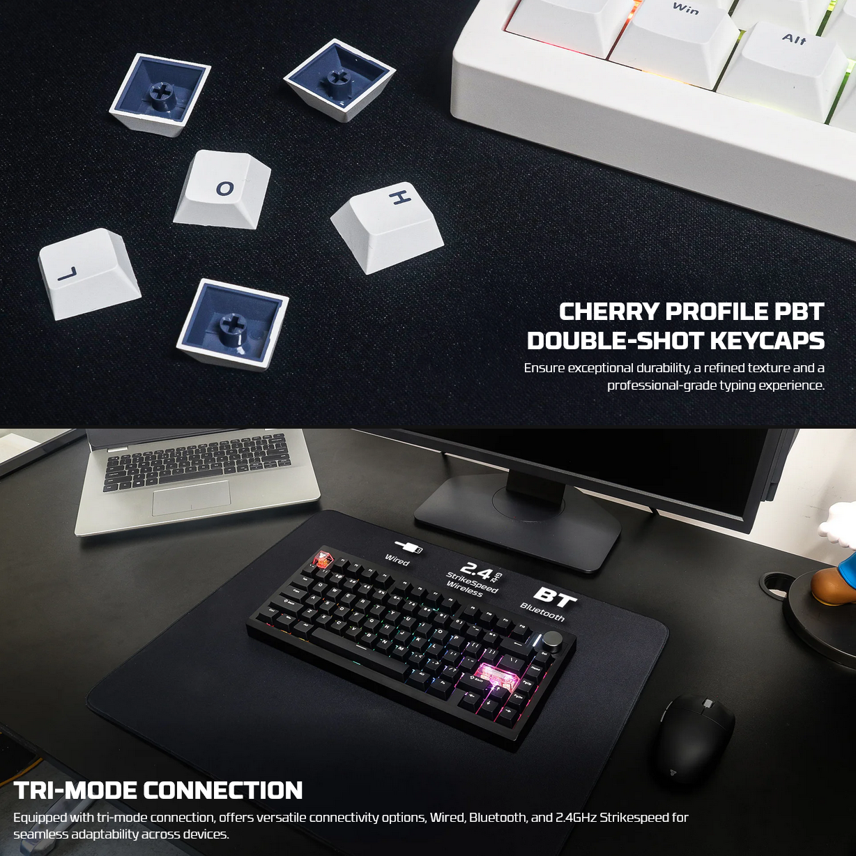 Fantech MAXFIT8 RGB Black Wireless Mechanical Keyboard - Brown Switch