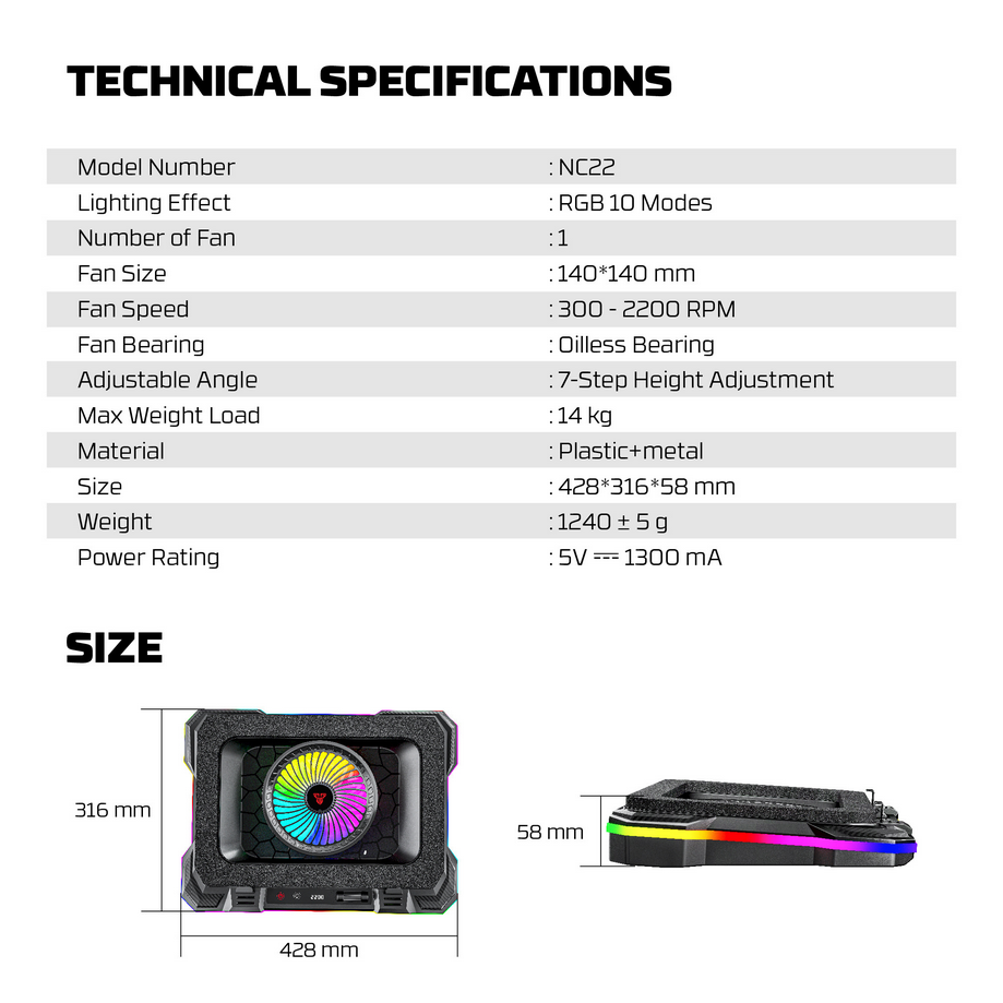 Fantech NC22 RGB Notebook Cooler