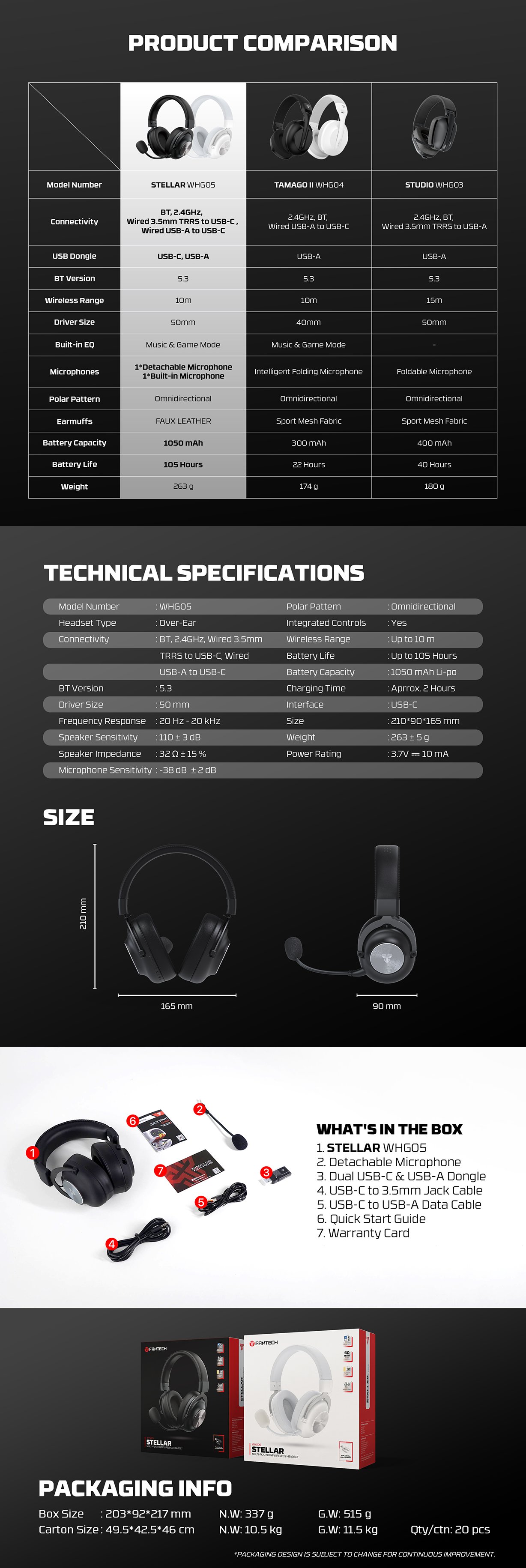 Fantech WHG05 STELLAR Wireless Bluetooth Headphones w/ Microphone - White