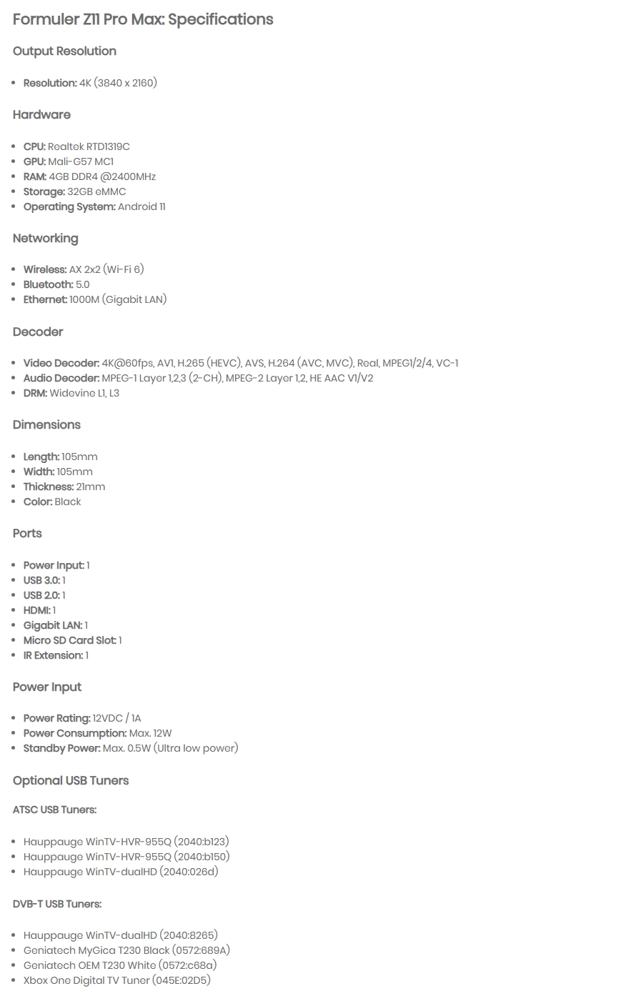 Formuler Z11 Pro Max 4K Android 11 Media Streamer