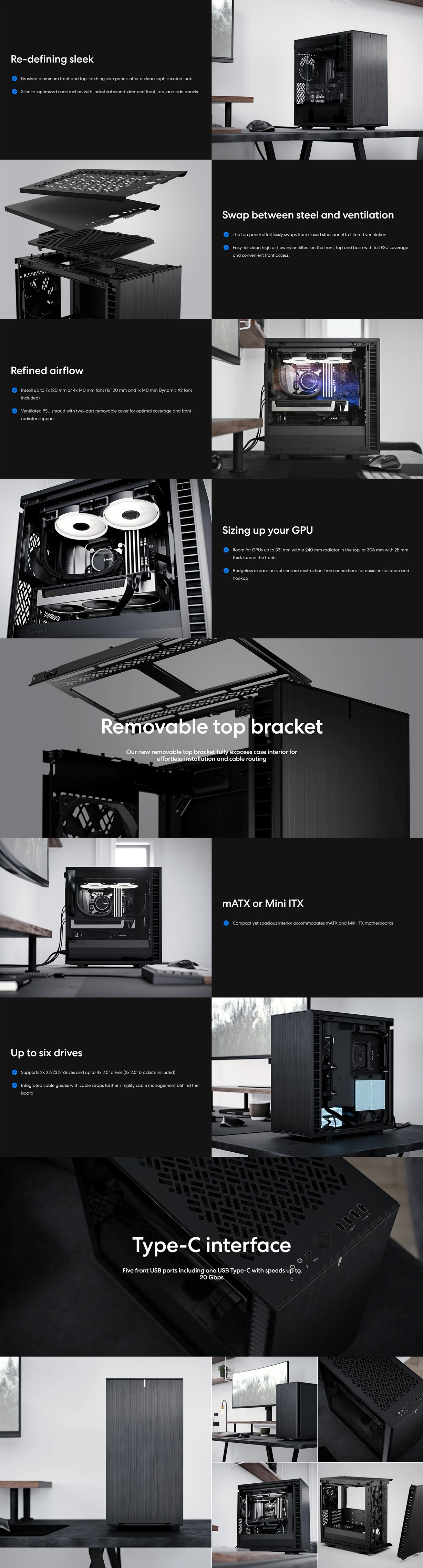 Fractal Design Define 7 Mini Black Solid Micro-ATX Case
