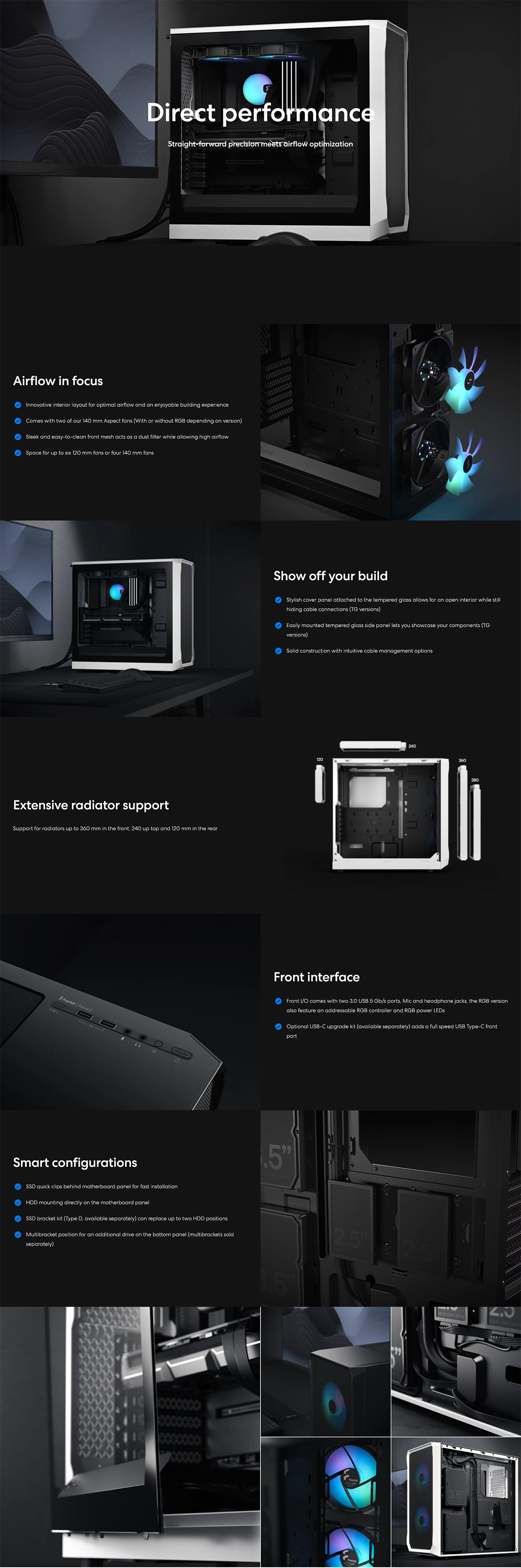 Fractal Design Focus 2 Tempered Glass Mid-Tower ATX Case - Black