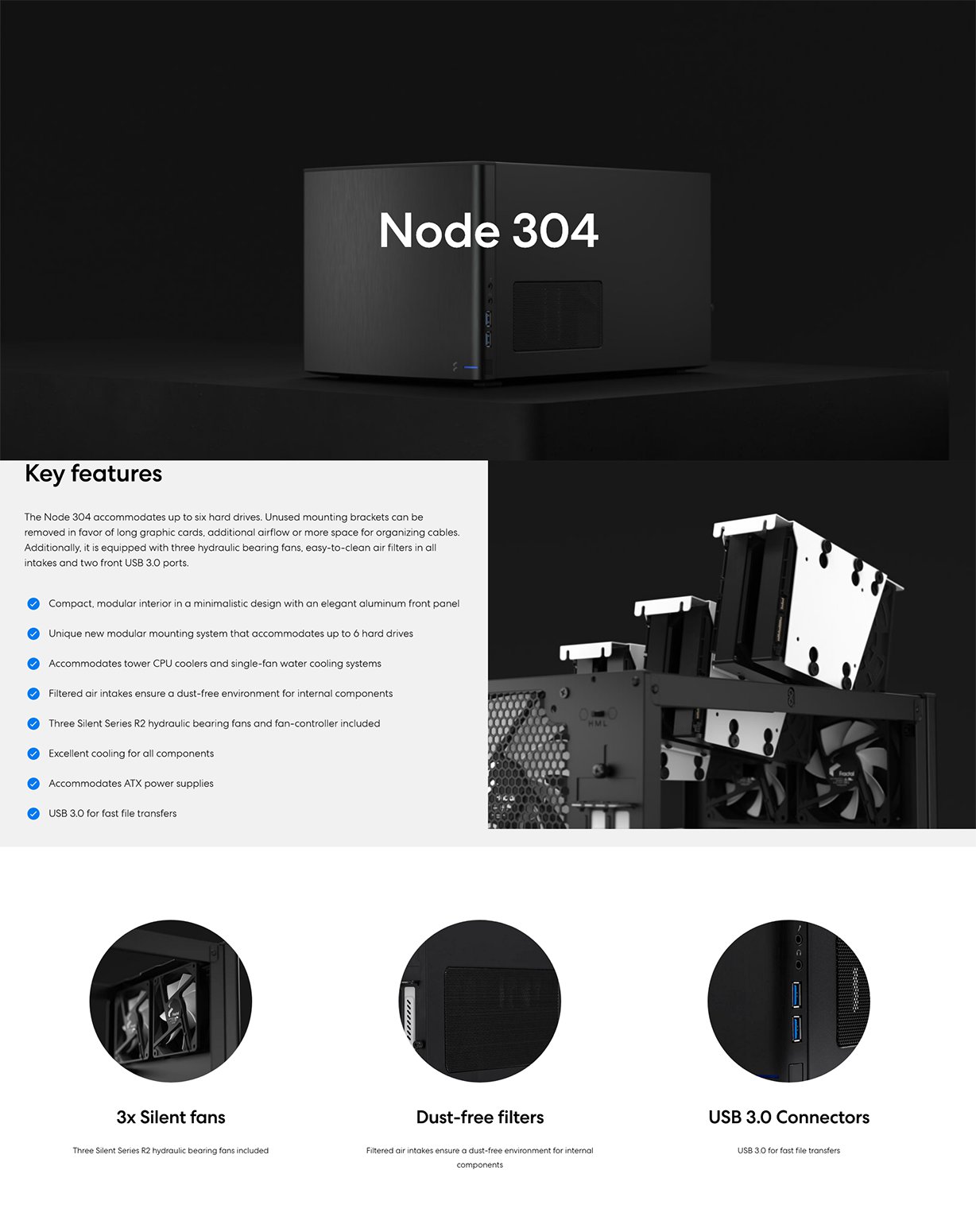 Fractal Design Node 304 Mini-ITX Case - Black