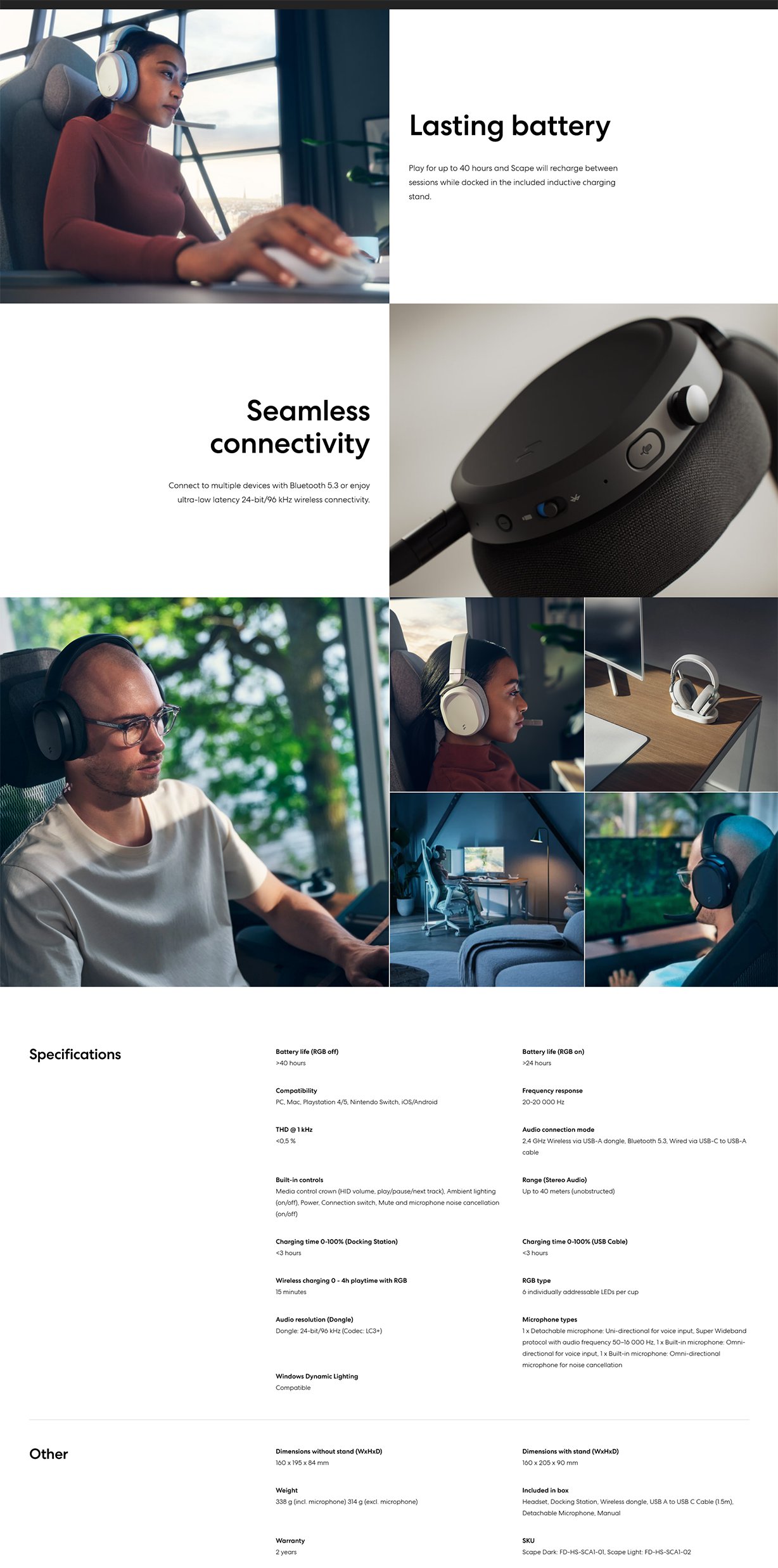 Fractal Design Scape Wireless Gaming Headset - Light