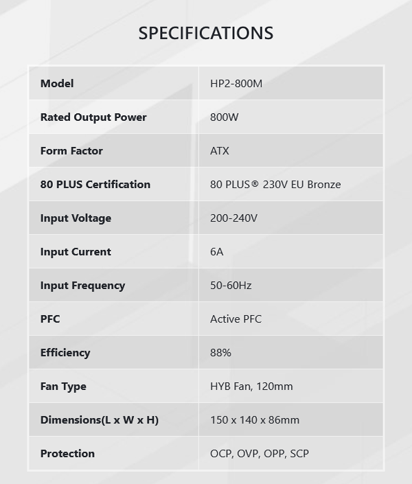 FSP Hydro M PRO 800W 80+ Bronze ATX Semi-Modular Power Supply - overview 1